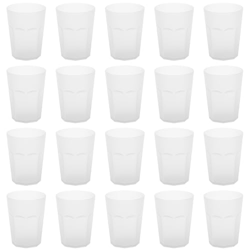 ENGELLAND - 20 x Plastikbecher, Trinkbecher, Weiß, Frostoptik, 400 ml, Eichstrich, bruchfest, stapelbar, Mehrweg, Kunststoff, wiederverwendbar, Party-Becher, Trink-Glas von ENGELLAND