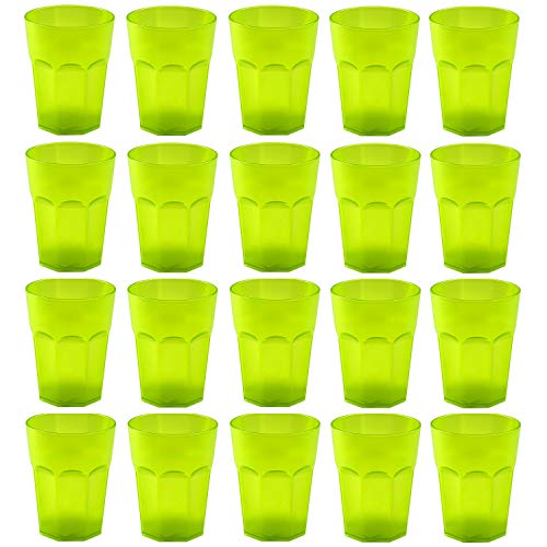 Engelland - 20 x Plastikbecher, Trinkbecher, Grün, Cocktailbecher, 250 ml, mit Eichstrich, stapelbar, Mehrweg, Kunststoff, Frostoptik, wiederverwendbar, Party-Becher, Trink-Glas von Engelland
