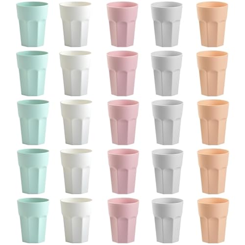 ENGELLAND - 25 x Plastikbecher, Trinkbecher, bunte Mischung, Pastellfarben, 400 ml, Eichstrich, bruchfest, stapelbar, Mehrweg, Kunststoff, wiederverwendbar, Party-Becher, Trink-Glas von ENGELLAND