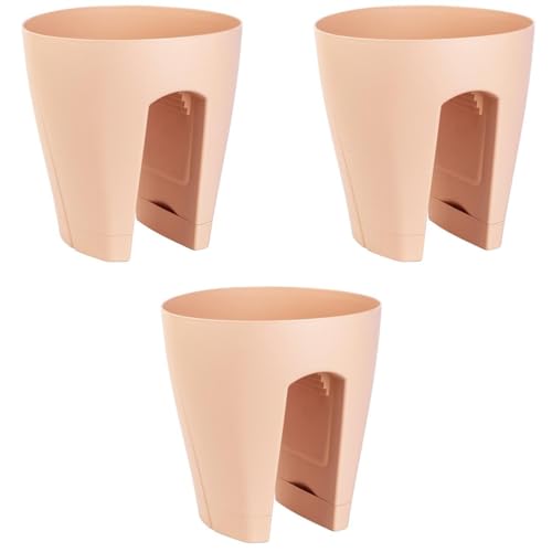 ENGELLAND 3 x Blumentopf für Balkon-Geländer, Farbe: Apricot, Blumenkasten, Balkonkiste, 9 Liter, Kunststoff, Außenbereich, B Ø 29 x H 30 cm von ENGELLAND