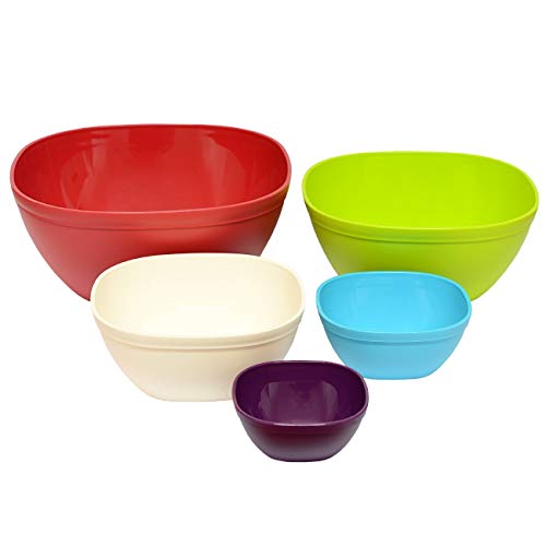 ENGELLAND 5 Bunte Kunststoffschüsseln im Set für Garten und Picknick, Mikrowellen und Spülmaschienen geeignet, in verschiedenen Farben (BPA Frei) von Engelland