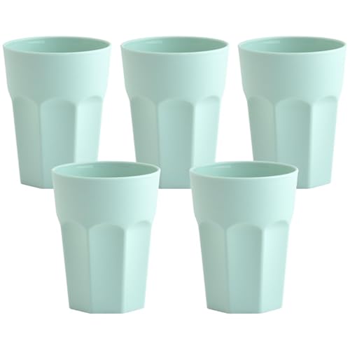 ENGELLAND - 5 x Plastikbecher, Trinkbecher, Mint, Pastellfarben, 400 ml, Eichstrich, bruchfest, stapelbar, Mehrweg, Kunststoff, wiederverwendbar, Party-Becher, Trink-Glas von ENGELLAND