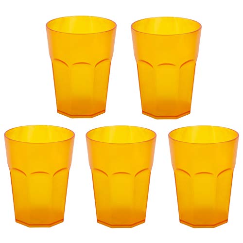 ENGELLAND - 5 x Plastikbecher, Trinkbecher, Orange, Cocktailbecher, 250 ml, mit Eichstrich, stapelbar, Mehrweg, Kunststoff, Frostoptik, wiederverwendbar, Party-Becher, Trink-Glas ENGELLAND - 5 x Plastikbecher, Trinkbecher, Orange, Cocktailbecher, 250 ml, mit Eichstrich, stapelbar, Mehrweg, Kunststoff, Frostoptik, wiederverwendbar, Party-Becher, Trink-Glas von ENGELLAND