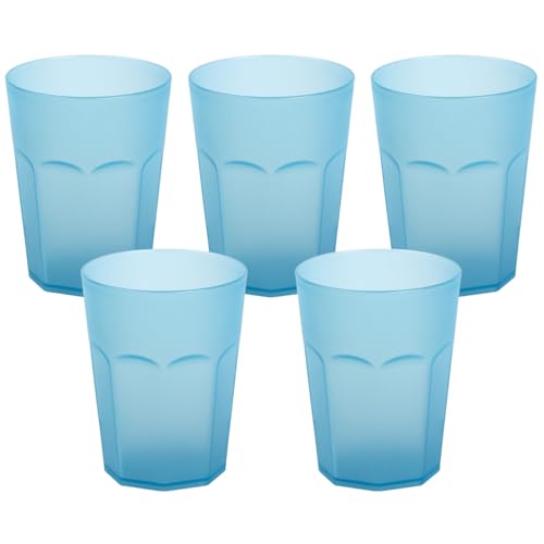 Engelland - 5 x Plastikbecher, Trinkbecher, Hell-Blau, Frostoptik, 400 ml, Eichstrich, bruchfest, stapelbar, Mehrweg, Kunststoff, wiederverwendbar, Party-Becher, Trink-Glas Engelland - 5 x Plastikbecher, Trinkbecher, Hell-Blau, Frostoptik, 400 ml, Eichstrich, bruchfest, stapelbar, Mehrweg, Kunststoff, wiederverwendbar, Party-Becher, Trink-Glas von Engelland
