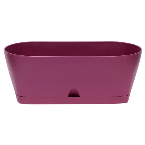 ENGELLAND Blumenkasten Balkonkasten Pflanztopf für Garten Balkon und Tischdeko mit Wasserauffangschale für Innen- und Außenbereich lila 3,7l von Engelland
