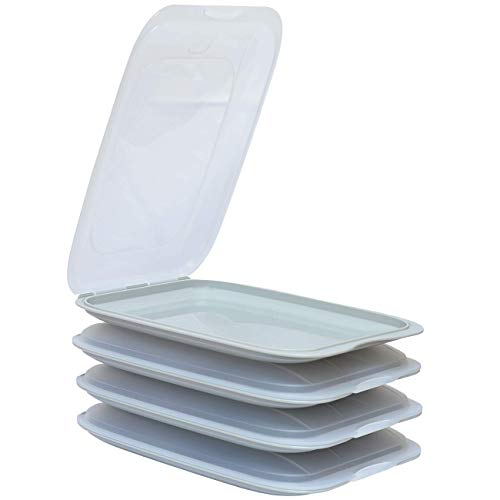 ENGELLAND - 4 x Stapelbare Aufschnitt-Boxen mit Deckel, Farbe: Grau, Wurst-Behälter, Frischhalte-Dose, BPA-frei, wiederverwendbar, 25 x 17 x 3,3 cm von ENGELLAND