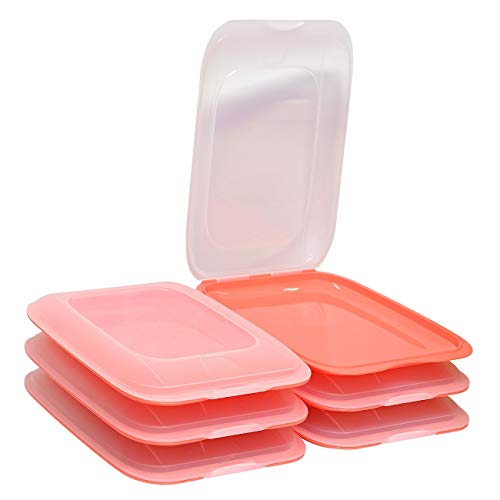 ENGELLAND - Hochwertige stapelbare Aufschnitt-Boxen, Frischhaltedose für Aufschnitt. Wurst Behälter. Perfekte Ordnung im Kühlschrank, 6 Stück Farbe Lachs Rosa, Maße 25 x 17 x 3.3 cm von ENGELLAND