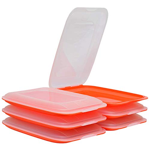 ENGELLAND - Hochwertige stapelbare Aufschnitt-Boxen, Frischhaltedose für Aufschnitt. Wurst Behälter. Perfekte Ordnung im Kühlschrank, 6 Stück Farbe Orange, Maße 25 x 17 x 3.3 cm von ENGELLAND