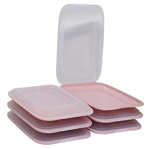 ENGELLAND - Hochwertige stapelbare Aufschnitt-Boxen, Frischhaltedose für Aufschnitt. Wurst Behälter. Perfekte Ordnung im Kühlschrank, 6 Stück Farbe Rosa, Maße 25 x 17 x 3.3 cm von ENGELLAND