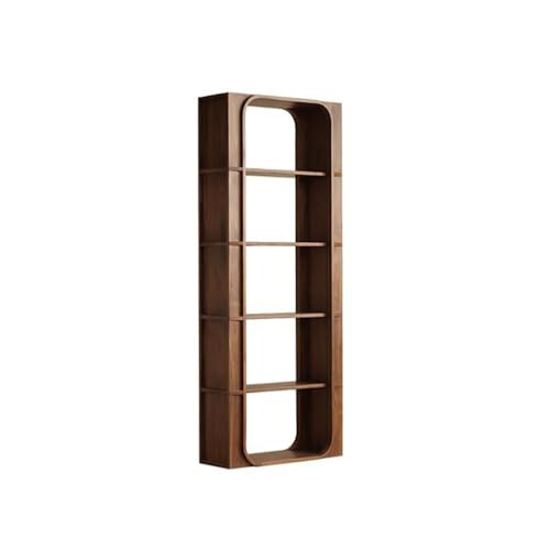 ENGENDER Bücherregal ​​80×32×200cm Walnuss-Bogenregal, Vintage Bücherregal, Für Büro und Wohnzimmer​ Vitrinenschrank von ENGENDER