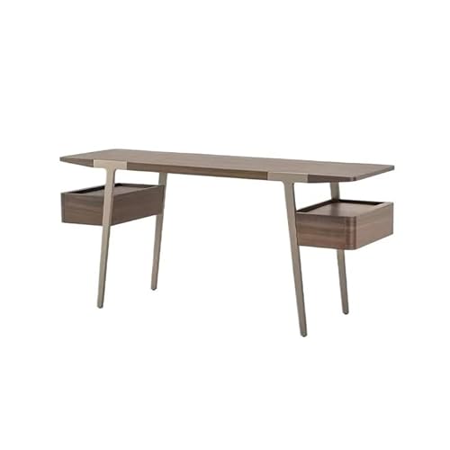 Schreibtisch Minimalistischer Schreibtisch fürs Arbeitszimmer, Frisiertisch aus Edelstahl, Massivholzmöbel, Heim, Schlafzimmer, Computertisch Office Desk(140 * 50 * 75cm) von ENGENDER