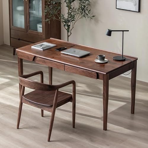 Schreibtisch Schwarzer Nussbaum-Arbeitstisch for Zuhause, Schlafzimmer, einfacher Log-Computertisch, Bürotisch, Wohnzimmer, multifunktionaler Kalligraphietisch for Studenten Office Desk(170*71*75cm) von ENGENDER