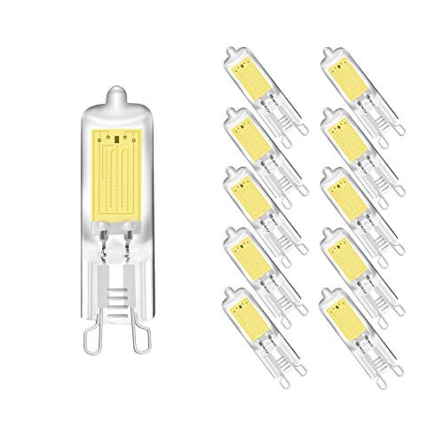 ENGEYA 10er Pack G9 2W LED Birnen Kaltweiß 6000K, 2 Watt COB LED Leuchtmittel, G9 Glas Kapsel Lampen,Ersetzt 25W Halogenlampen, Energiesparlampe,250 Lumen / 360° Abstrahlwinkel,Nicht Dimmbar von ENGEYA