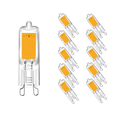 ENGEYA 10er Pack G9 2W LED Birnen Warmweiß 3000K, 2 Watt COB LED Leuchtmittel, G9 Glas Kapsel Lampen,Ersetzt 25W Halogenlampen, Energiesparlampe,250 Lumen / 360° Abstrahlwinkel,Nicht Dimmbar von ENGEYA