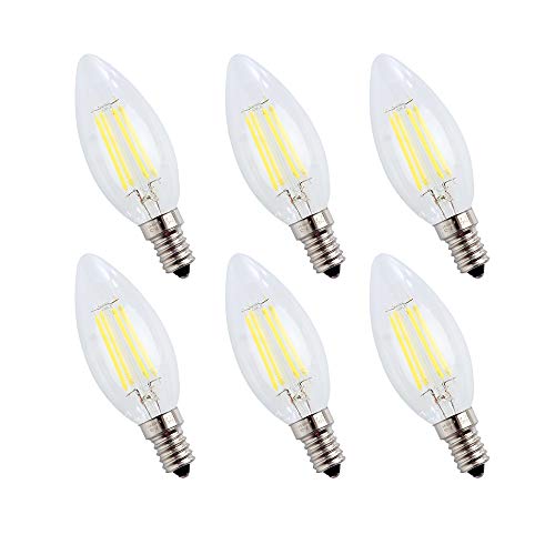 ENGEYA 4W E14 Kerze Filament LED Lampe,LED Birne Leuchtmittel,Kaltweiß 6500K/ AC 220-240V/ 400 Lumen,Energiesparlampe,Ersatz 40W Halogenlampen,Nicht Dimmbar,6er Pack von ENGEYA