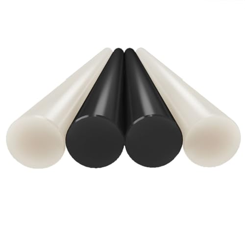 2 schwarz/weiße POM-Stäbe, Länge 500 mm, hochbelastbare Polyoxymethylen-Rundstäbe for den Modellbau(White,5mm) von ENGFGH