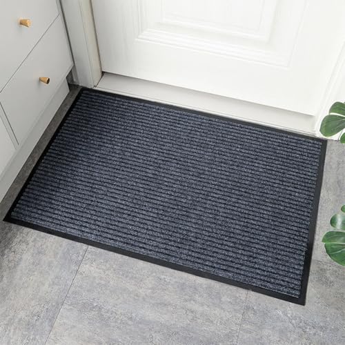 ENGFGH Fussmatte Aussen Saugfähige 60 x 90 cm rutschfest für Innen und Überdachten Außenbereich Staubsaugen Eingangsmatte Haustür Flur Grau(50x80cm) von ENGFGH