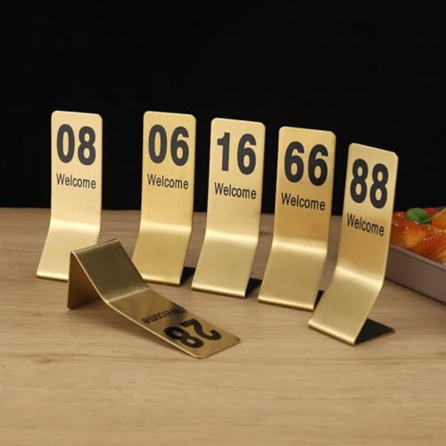 Table Numbers Edelstahl Tischnummern Hohe Qualität Gold Hochzeit Sitzplan Drahtziehprozess Tischkarten für Restaurants Hotel Kantine 1-10 11-20(11-20) von ENGFGH