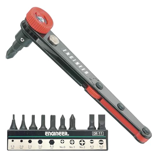 compact 90 degree right angled ratchet screwdriver inc. assorted bits ...ideal for confined spaces (Japanese quality). Engineer dr-06 von ENGINEER