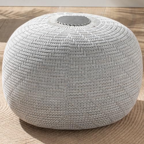 ENGLISH HOME Pouf Hocker, Rund Sitzpouf, Sitzhocker, Sitzpuff, Fußhocker, Strick Puff Hocker für Wohnzimmer, Schlafzimmer, Strickhocker Pouf, 37 x 50 cm, Grau von ENGLISH HOME