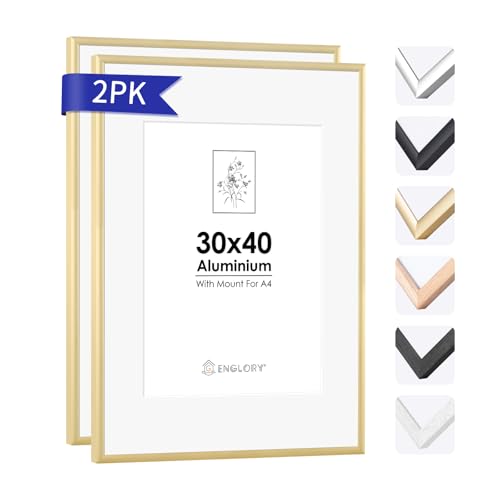 ENGLORY 30 x 40 cm Bilderrahmen Gold Metall Dünner Rahmen 2er-Set Mit Perspex-Vorderseite für Wandhalterung,30x40 cm Gold Aluminium Bilderrahmen für Posterrahmen Groß Collage ENGLORY 30 x 40 cm Bilderrahmen Gold Metall Dünner Rahmen 2er-Set Mit Perspex-Vorderseite für Wandhalterung,30x40 cm Gold Aluminium Bilderrahmen für Posterrahmen Groß Collage von ENGLORY