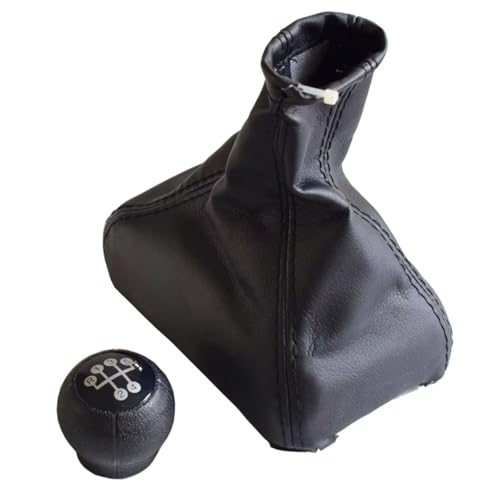 ENGOER Kompatibel Mit Opel Für Corsa C 2001 2002 2003 2004 2005 2006 Auto MT 5-Gang-Schaltknauf Mit Gamaschen-Kofferraumabdeckung Handbremsgehäuse(2Pcs Gear Knob Cover) von ENGOER