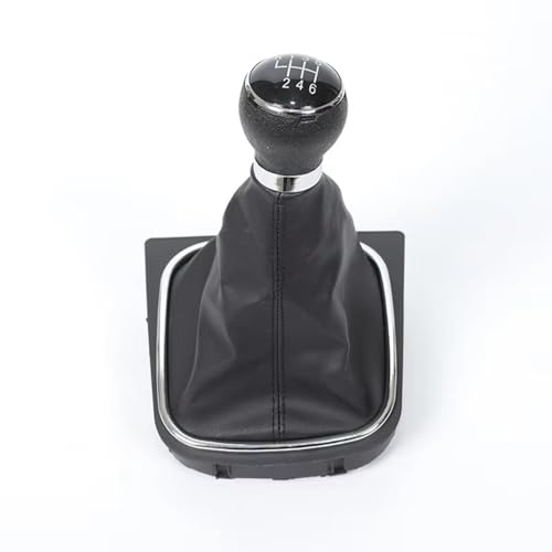 ENGOER Kompatibel Mit VW Für Golf Für Rabbit Für Jetta MK5 2004 2005 2006 2007 2008 2009 5 6-Gang-Schaltknauf Mit Gamaschen-Kofferraumabdeckung(6 Speed-Type A) von ENGOER