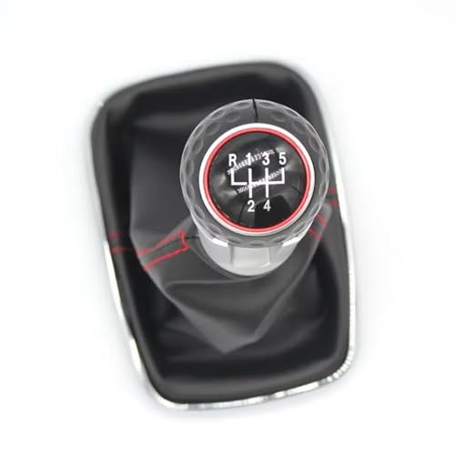 ENGOER Kompatibel Mit VW Für Jetta Mk4 Für Bora 1999 2000 2001 2002 2003 2004 5 6-Gang-Schaltknauf Mit Schwarzem Rahmen Und Gamaschenmanschette(GTI 5 Speed) von ENGOER
