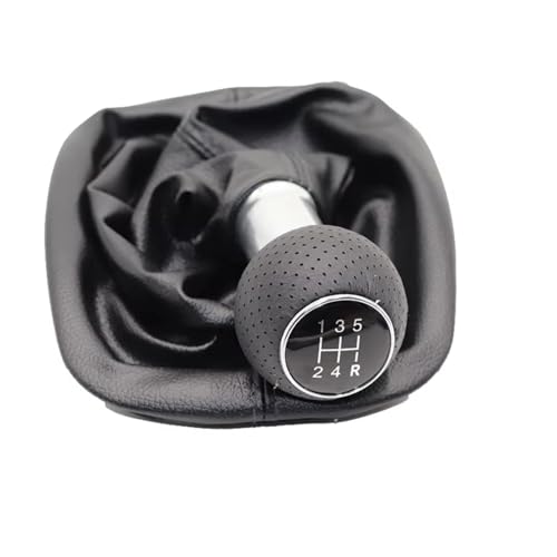 ENGOER Kompatibel Mit VW Für Passat B5 B5.5 1997 1998 1999 2000 2001 2002 2003 2004 2005 5 6-Gang-Schaltknauf Mit Gamaschenabdeckung(5 black line) von ENGOER