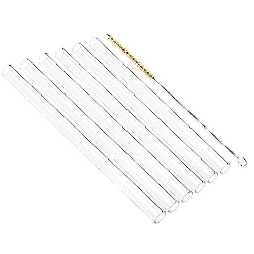 ENGOLIT Glasstrohhalme (20 cm lang, 6er Set inkl. Bürste) von ENGOLIT