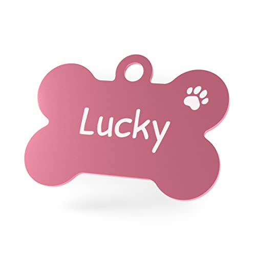 ENGRAVO Hundemarke Knochen Pink mit Gravur und 2 Schlüsselringe von ENGRAVO