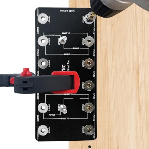 ENGYNC Regalstiftvorrichtung für 5 mm 6 mm Regalstifte Bohrschablone für Regalstifte mit System Standard 32 mm Abstand Regalstiftlöcher für Schränke für Holzbearbeitung DIY Werkzeug von ENGYNC