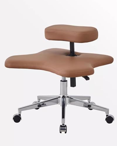 ENHEN Kniestuhl Bequeme Kreuzbeinige Stuhl Multisitzposition, Drehhaus -Büro Yoga Vanity Desk Stuhl, Einstellbare Höhenmeditation Liege (Color : Brown) von ENHEN