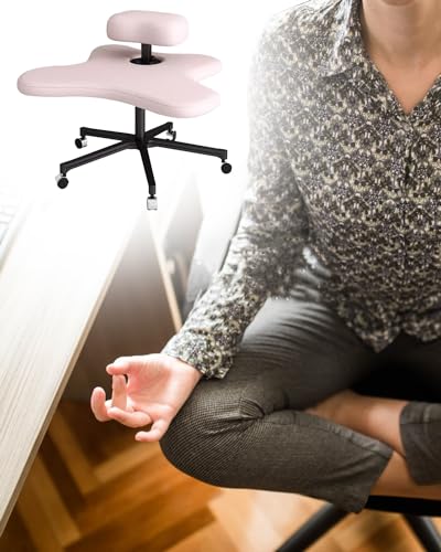 ENHEN Kniestuhl Bequemer Meditationsbüro -Schreibtischhocker für Erwachsene, Schlafzimmer/Wohnzimmer Kreuzbeinstuhl mit Rädern, Multisitz -Position Kniene Liege (Color : Pink) von ENHEN