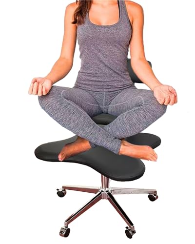 ENHEN Kniestuhl Einstellbare Höhe Knienstärkeren Stuhl mit Rückenstütze, Breites Büro/Spiel Computerstuhl Kreuzbein - Bremsrichter, Yoga Meditation Desk Liege (Color : Black) von ENHEN