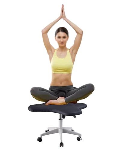 ENHEN Kniestuhl Yoga -Schreibtischstuhl für Meditation, Breit 2 Polster Sitz Gekreuztem Bein, Kniendem Büro Liege, Liege, Wohnzimmer Wohnzimmer Stehtisch zu Hause (Color : Black) von ENHEN