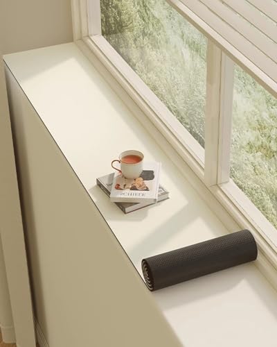 Fensterbank Innen Einfarbige Fensterbankmatte Aus Silikonleder, Beigefarbener Fensterbankschutz Gegen Katzenkratzer, Rutschfeste Balkonfenstermatte Als Schutzdeko(110x40cm/43x16in) von ENHEN