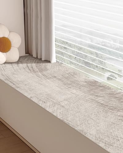 Fensterbank Innen Hellgraues Strukturiertes Erkerkissen, Staubdichte Balkon-/Garten-/Fensterbankmatratze, Rutschfeste Fensterbankabdeckung für Teestube und Esszimmer(190x30cm/75x12in) von ENHEN