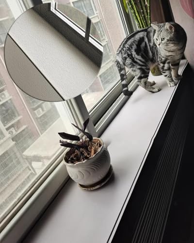 Fensterbank Innen Weißer Blumentopfschutz für Die Fensterbank für Katzen, Saugfähige Fensterbankmatte Aus Kieselgur mit Gummirücken, Reine Farbige Bankkissen(120x30cm (47x12in)) von ENHEN