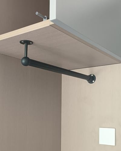 Kleiderstange Schrank Decken-Wand-Kleiderstangendübel für Die Ecke, Türöffnung, Waschküche, Gästezimmer, Kleiderstange, L-förmiger Ersatz-Kleiderschrank(Black,38cm/15in/1.2ft) von ENHEN