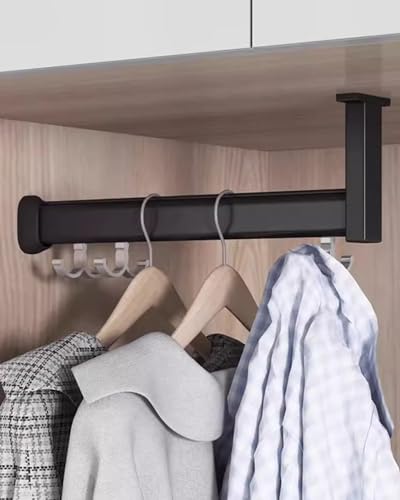 Kleiderstange Schrank Kleiderstange in L-Form mit Verstellbarer Höhe, 15 cm – 140 cm Lange Kleiderstangen mit Komplettem Set, Ausziehbare Kleiderstange Aus Metall(85cm(33 1/2")) von ENHEN