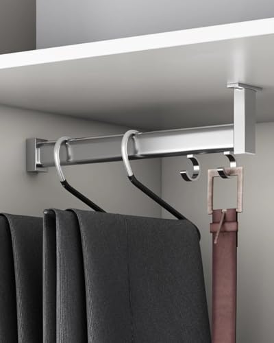 Kleiderstange Schrank L-Halterung mit Haken für Kleiderstange, Kleiderstange Von Der Decke Zur Wand für Zuhause/Büro/Bekleidungsgeschäft, Garderobenstange mit Verstellbarer Höhe(75cm(29 1/2")) von ENHEN