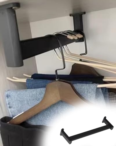 Kleiderstange Schrank Schwarze Kleiderstange Von Der Decke zur Wand, Garderobenstangenhalterung für Das Homeoffice mit Komplettem Set, Ovale Garderobenstange Aus Metall, 10-50 Zoll(55cm(21 5/8")) von ENHEN
