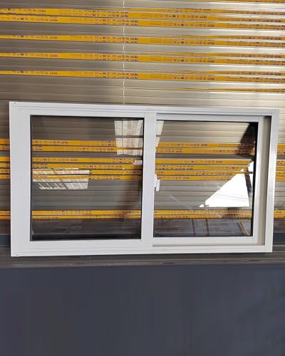 Schiebefenster Schiebefenster für Den Haushalt mit Mattiertem Hartglas, Metallgittern und Riegel, Bündig Montiertes Oberlichtfenster mit Aluminiumrahmen, für Schuppen und Keller(White,WxH 36x12in/90x3 von ENHEN