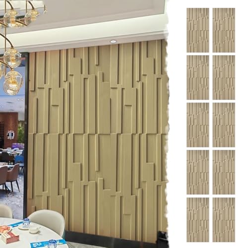 Wandpaneele Moderne 3D-PU-Wandpaneele mit Ziegelstein-Akzent, Wandverkleidung mit Furnierplattendekor, Wandkunsttapeten für Innen und Außen(Beige,10 pcs) von ENHEN