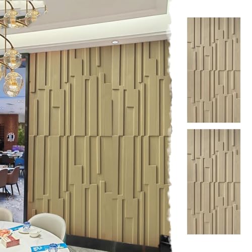 Wandpaneele Moderne 3D-PU-Wandpaneele mit Ziegelstein-Akzent, Wandverkleidung mit Furnierplattendekor, Wandkunsttapeten für Innen und Außen(Beige,2 pcs) von ENHEN