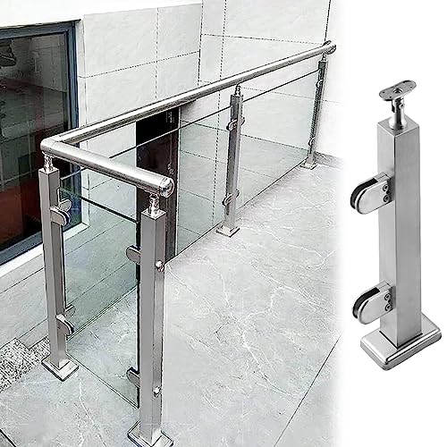 Zaunsäulen Glasgeländer 304 Edelstahl Glasgeländer Zapfen Glas, Geländer Zaun Stange Handlauf Kit für Flur Loft Treppe, Indoor Outdoor Zaun Stange Handlauf (Color : End post, Size : Height-90cm/35.4 von ENHEN