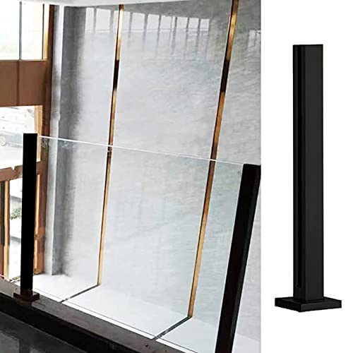 Zaunsäulen Glasgeländer 304 Edelstahlglas Balustrade Handlauf Innen im Freien, Black Safety Square Glasgeländerpfosten mit Kompletten Kits, 24 Zoll - 60 Zoll ( Color : Black End post , Size : H-145cm/ von ENHEN