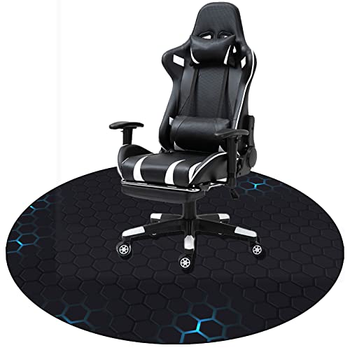 ENHS Bodenschutzmatte Gaming Stuhl, Gaming Stuhl Unterlage Kleiner Teppich Gaming Teppich bürostuhl geeignet für Laminat, Parkett, Fliesen, Computerstuhl Unterlage Gaming, Durchmesser 110 cm von ENHS