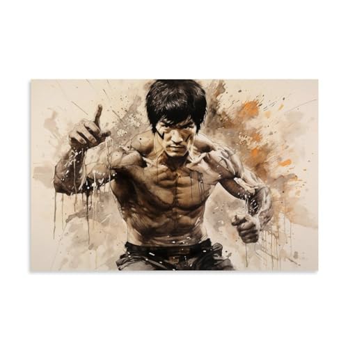 ENILSA Bruce Lee Watercolor Poster Dekorative Malerei Leinwand Wandkunst Wohnzimmer Poster Schlafzimmer Malerei,Wandkunst Bilddruck Moderne Familienzimmer Dekor 16x24inch(40x60cm) von ENILSA